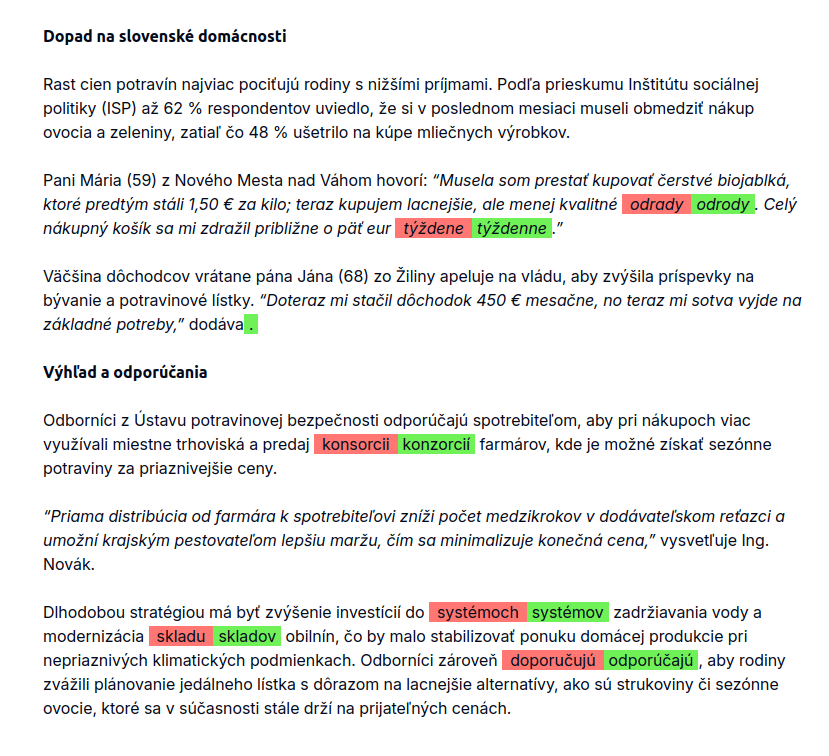 Screenshot NeatFeed aplikácie